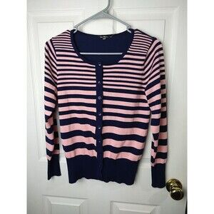 Vila Milano Blue Pink Button Front Long Sleeve Cardigan. Size M